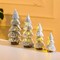 4Pcs Mini Christmas Trees Desktop Flocked String Light Tree with Wooden Base